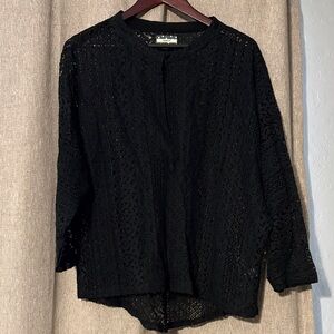 Black Lace Women's Blouse Comme Toi size large